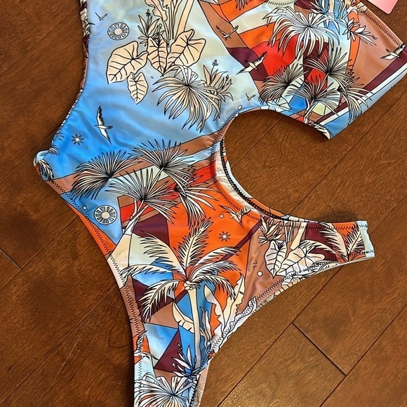 Oceanus designer one piece tropical cutout swimsuit in size S. NWT - Picture 2 of 7